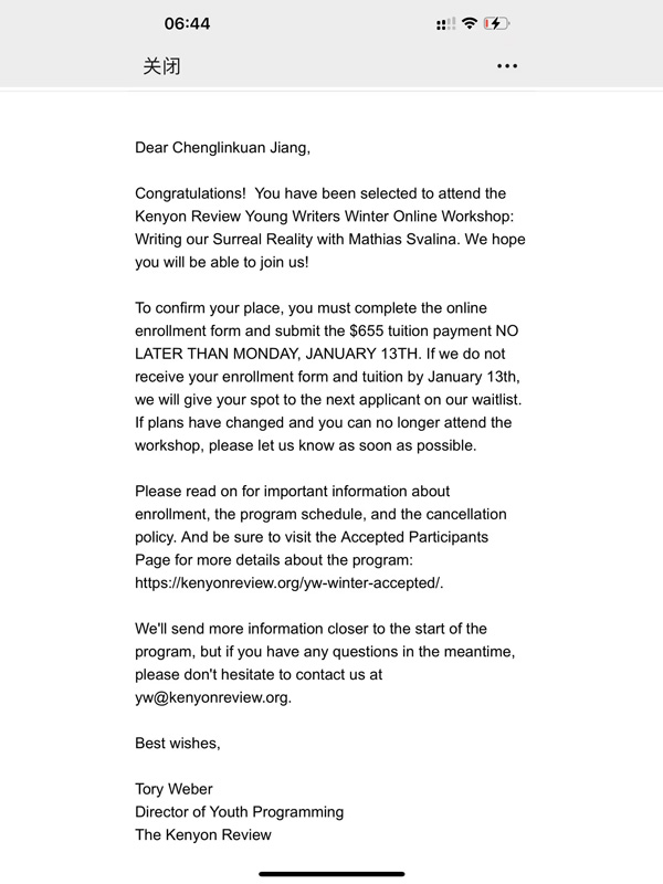 Kenyon Review Young Writers Summer Workshops